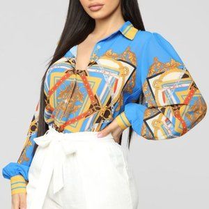 NEW Fashion Nova Dilemma print long sleeve shirt S